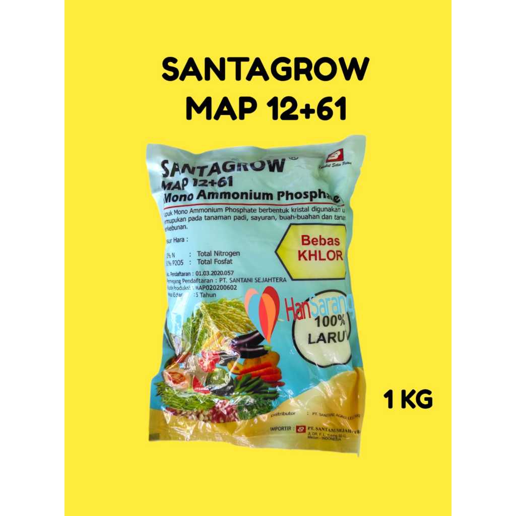 Jual SANTAGROW MAP (MONO AMMONIUM PHOSPHATE) 12+61 PHOSPATE 100% LARUT ...