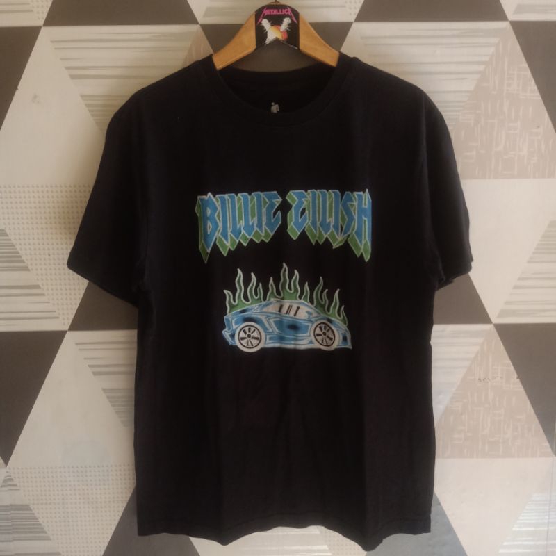 T-Shirt Ufficiale Billie Eilish Con Stampa Blu E Verde, Maglia Unisex 100% Cotone, Maniche Corte, Colore Nero, Taglie Da Adulto