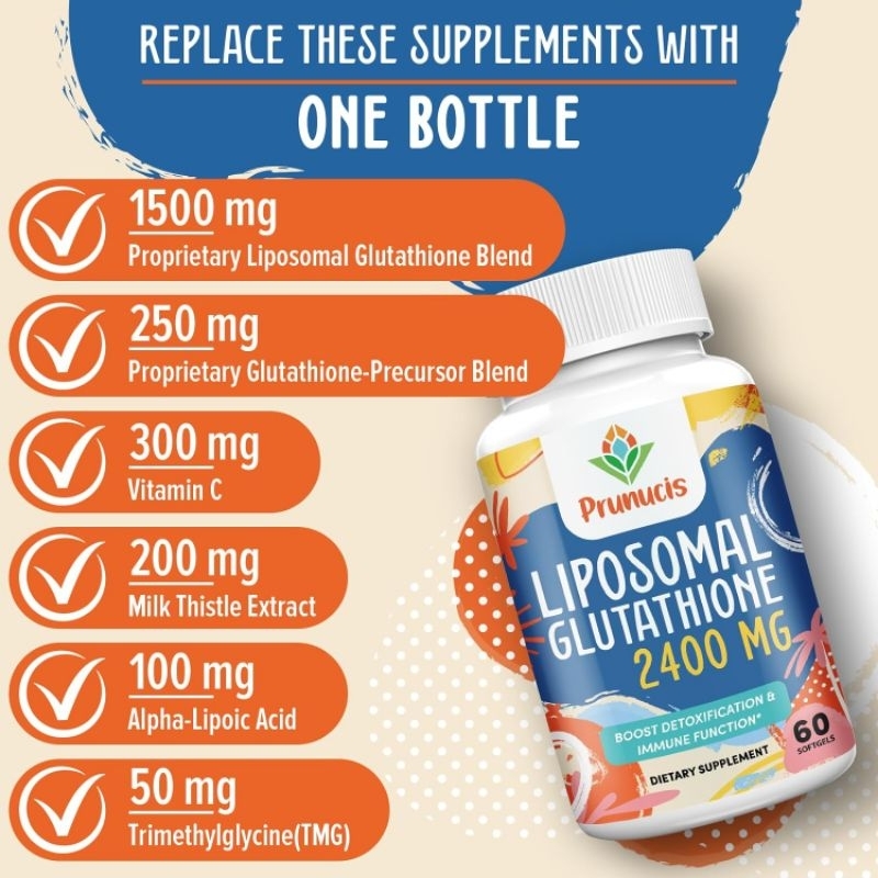 Jual 100% ORI USA. Liposomal Glutathione 2400mg. Prunucis liposomal  glutathione