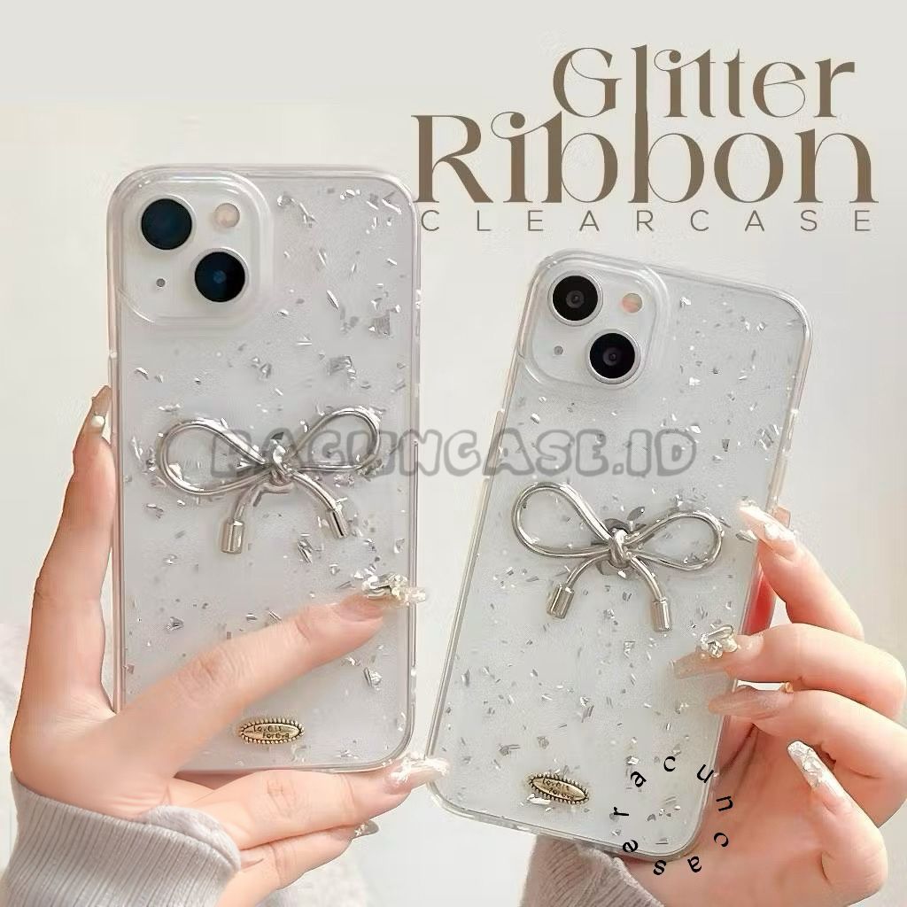 Jual ON TRENDING !!! CASE COQUETTE RIBBON GLITTER CLEAR 3D FOR IPHONE ...