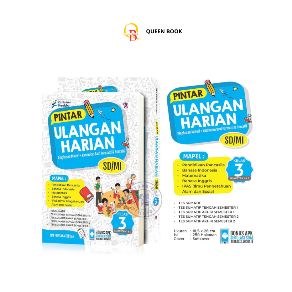 Jual Buku Pintar Ulangan Harian SD / MI Kelas 3 Kurikulum Merdeka Soal ...