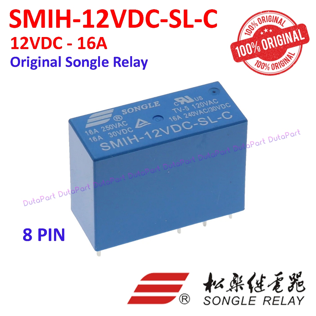 Jual SMIH-12VDC-SL-C 12VDC 16A ORIGINAL SONGLE Relay SMIH-12VDC SMIH ...