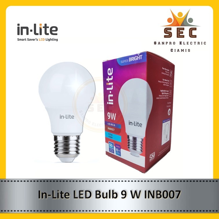 Jual LAMPU BOHLAM LED BULB INLITE IN-LITE 9W 9 WATT INB007 PUTIH E27 ...