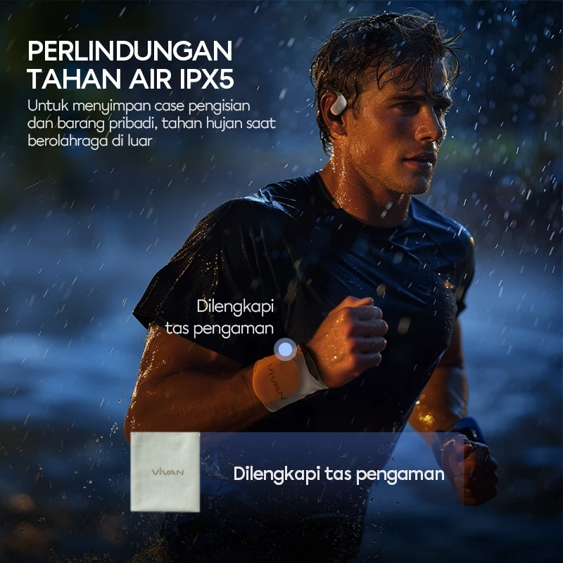 VIVAN SPORT X2 OWS Open Ear TWS IPX5 Dual ENC Audio Hi-Dynamic BT v5.4 Original Garansi 12 Bulan