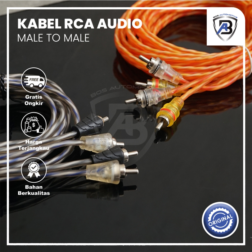 Jual Kabel Speaker Audio Jack RCA Audio Mobil Male To Male 1 Meter 2 ...
