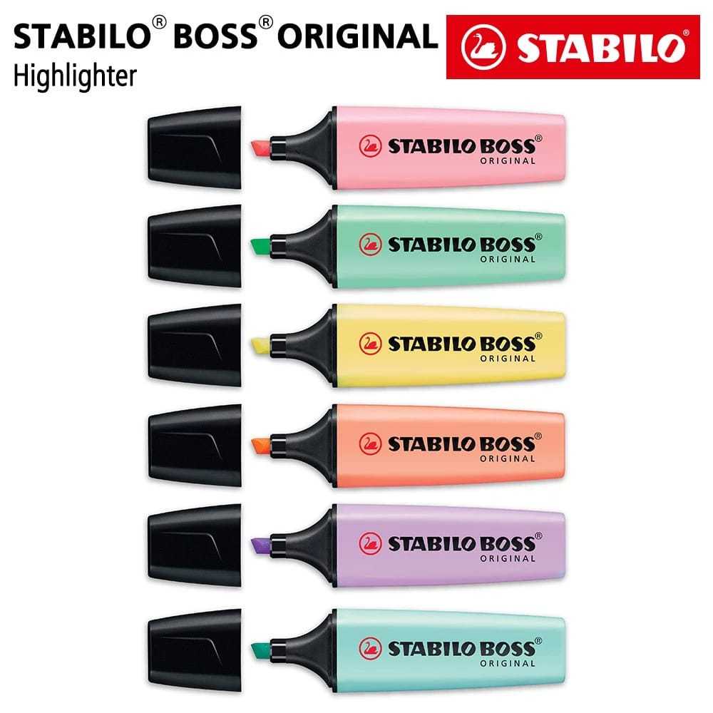 STABILO BOSS Original Pastel Highlighter Pens Highlighter Markers - Full Range Set Of 6 In