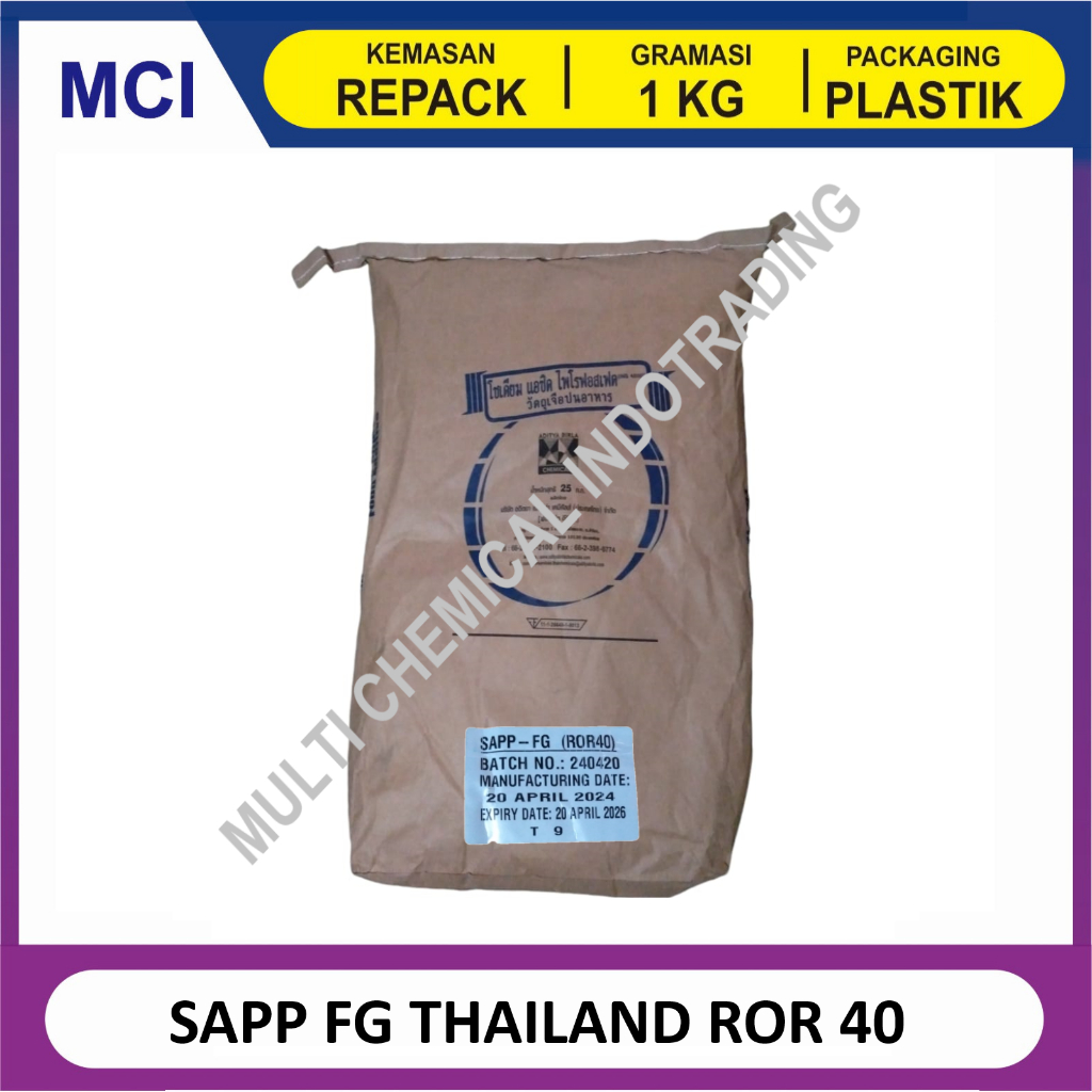 Jual SODIUM ACID PYROPHOSPATE / SAPP ex. THAILAND ROR 40 - REPACK 1 KG ...