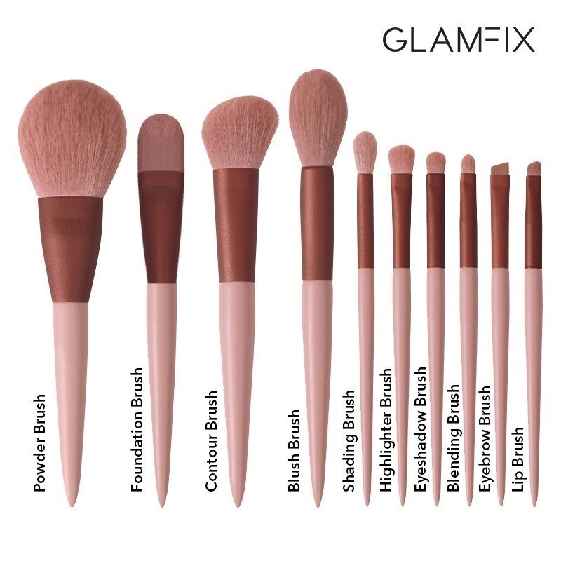 Jual Glamfix Pink Tulip Brush Set 10 pcs / Brush Set / Blush / Contour ...