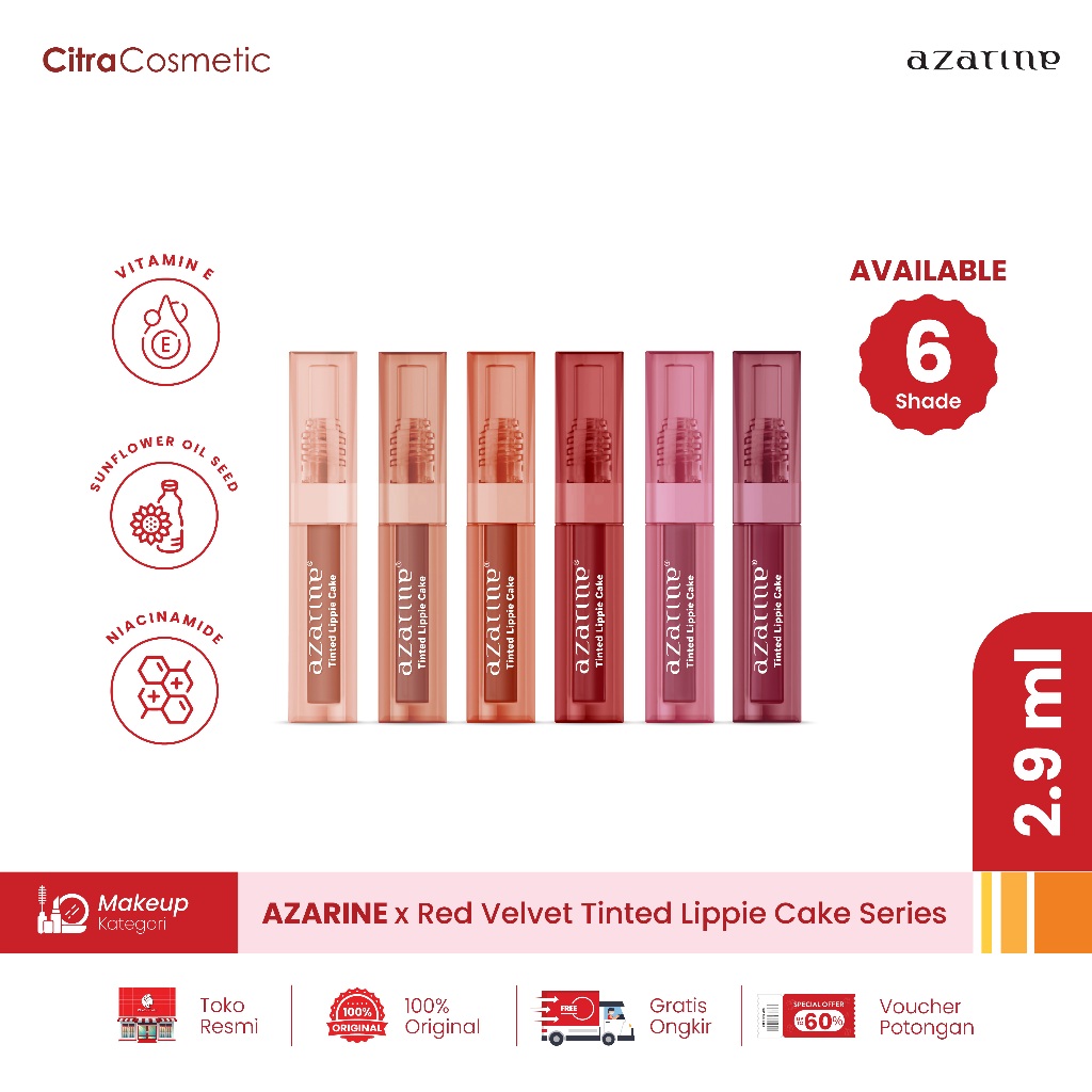 Jual Azarine x Red Velvet Tinted Lippie Cake Series | Shopee Indonesia