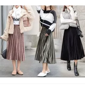 Rok Plisket Beludru 7 8 Velvet Premium Rok Bludru Midi Pendek Wanita
