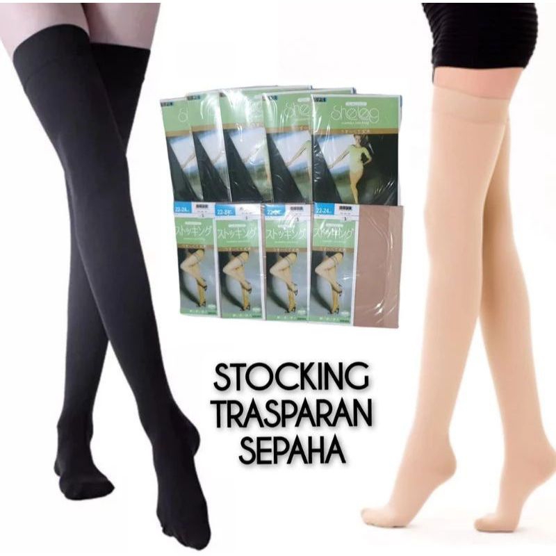 Jual Stocking Sepaha Sheleege Warna Krem & Warna Hitam | Shopee Indonesia