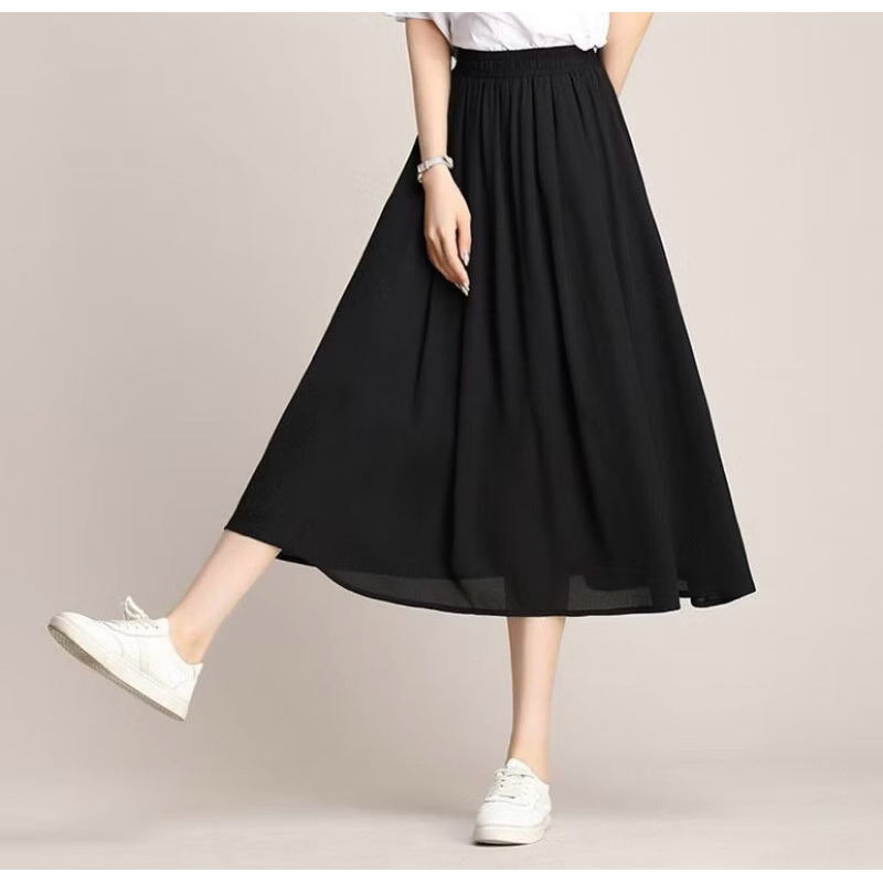 Jual rok midi gaya korean style bahan chiffon ceruty babydoll rok ...