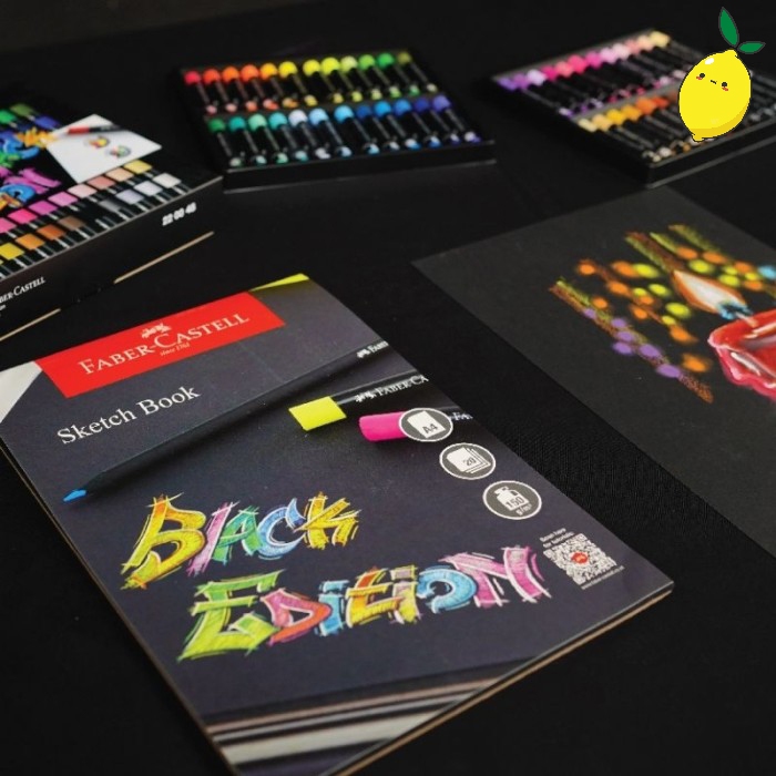 Buku Gambar Kertas Hitam Sketchbook A4 Faber Castell Black Edition