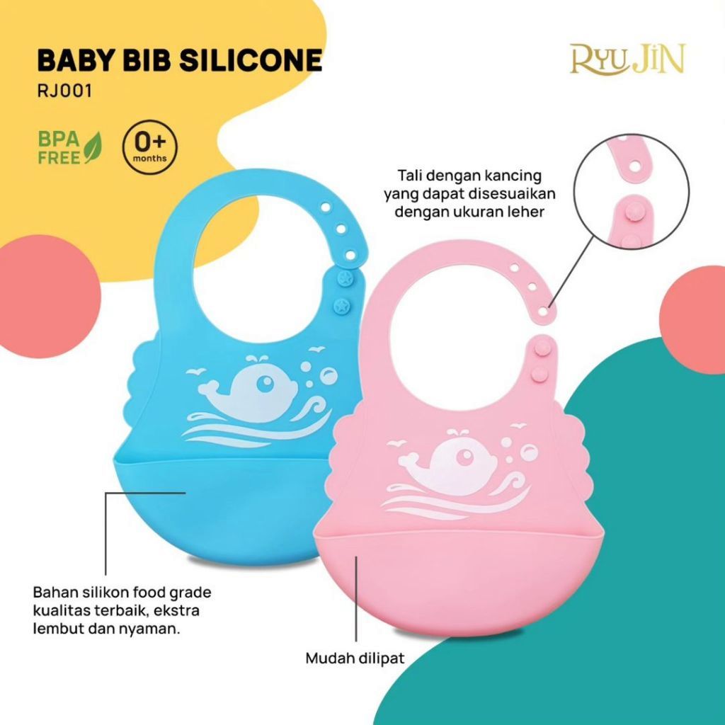 Jual RYUJIN BABY SILICONE BIB RJ001 CELEMEK MAKAN BAYI | Shopee Indonesia