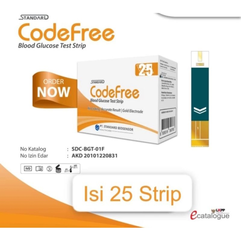 Jual SD BIOSENSOR CODEFREE BLOOD GLUCOSE TEST STRIP GULA DARAH CODEFREE ...