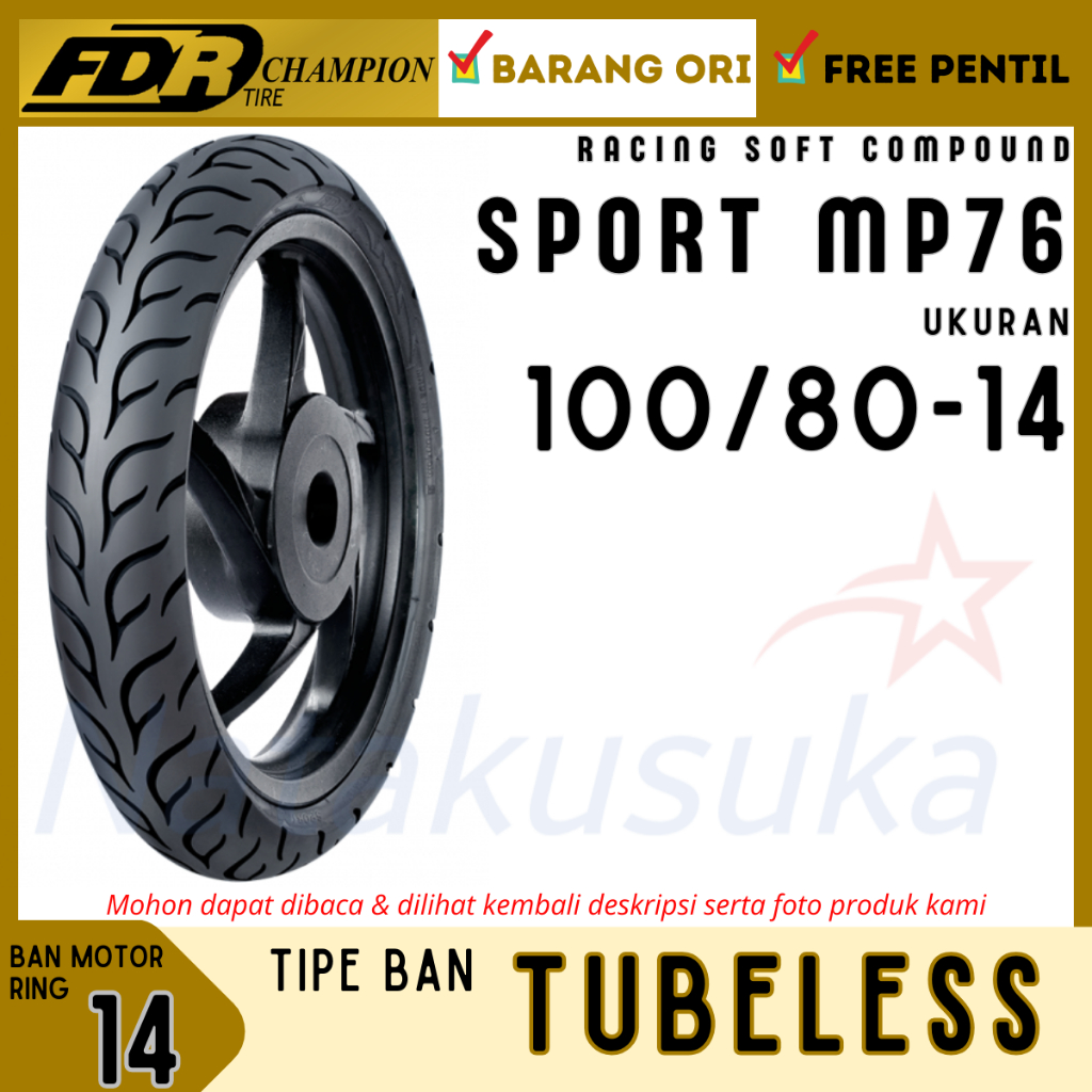 Jual FDR Soft Comp. Sport MP76 100/80 - 14 Tubeless (TL) | Shopee Indonesia