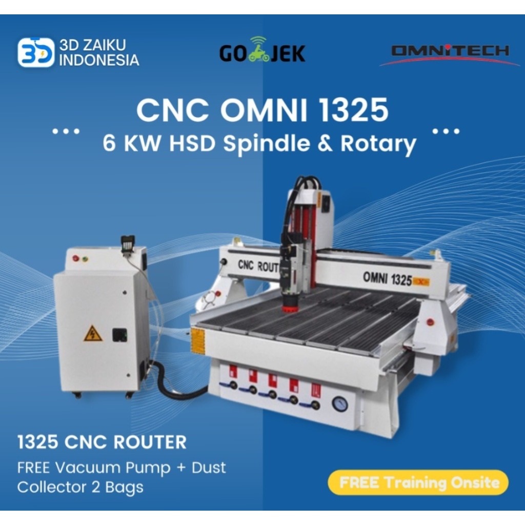 Jual OMNI CNC Router 1325 with 6 KW HSD Spindle and Rotary 20 cm ...