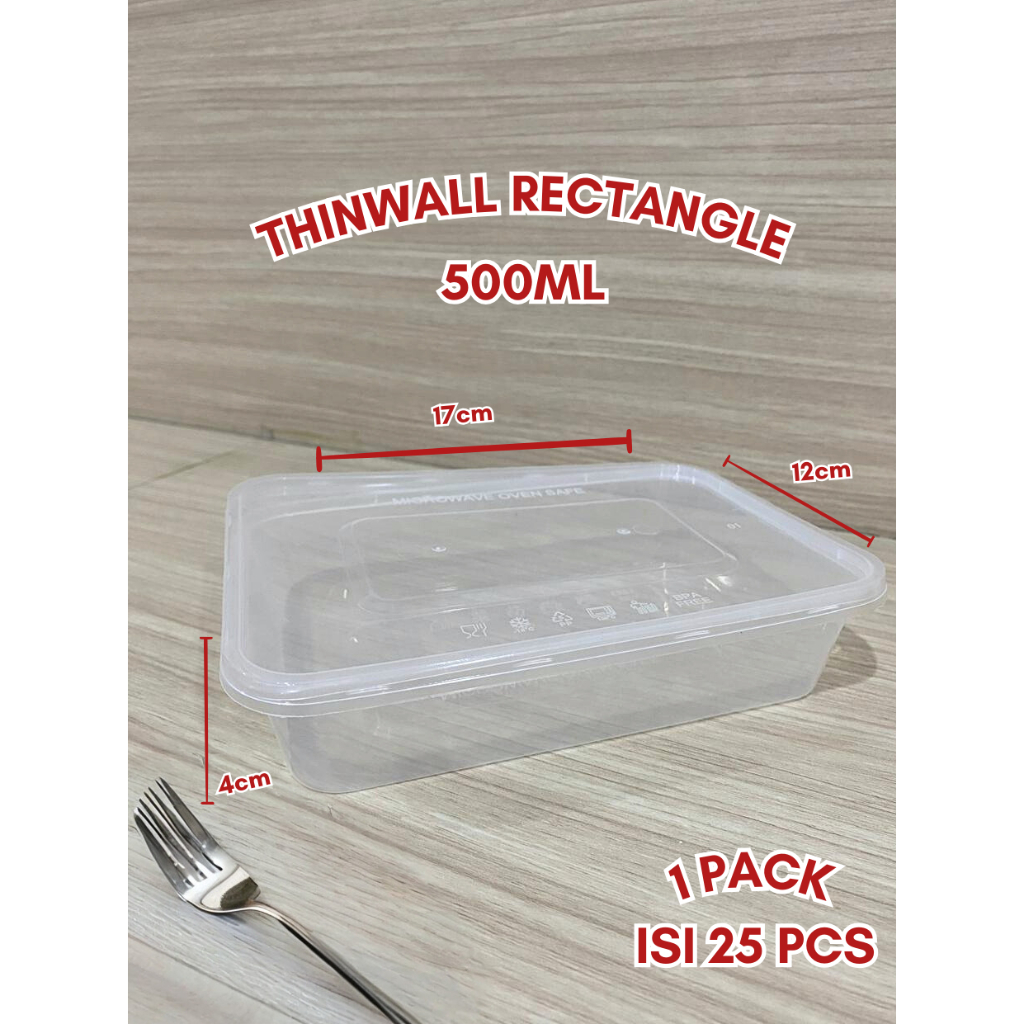 Jual Thinwall Rectangle 500ML 650ML 750ML 1000ML / Food Container Kotak ...