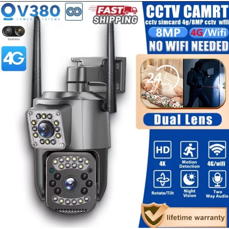 Jual V380 Pro CCTV WiFi 4K 8MP Dual Lens Outdoor IP66 Waterproof IP ...