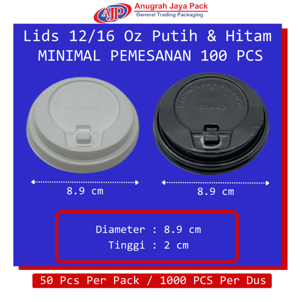 Jual Lids 12/16 Oz Hot Paper Putih & Hitam / Tutup Paper Cup 12/16 Oz ...