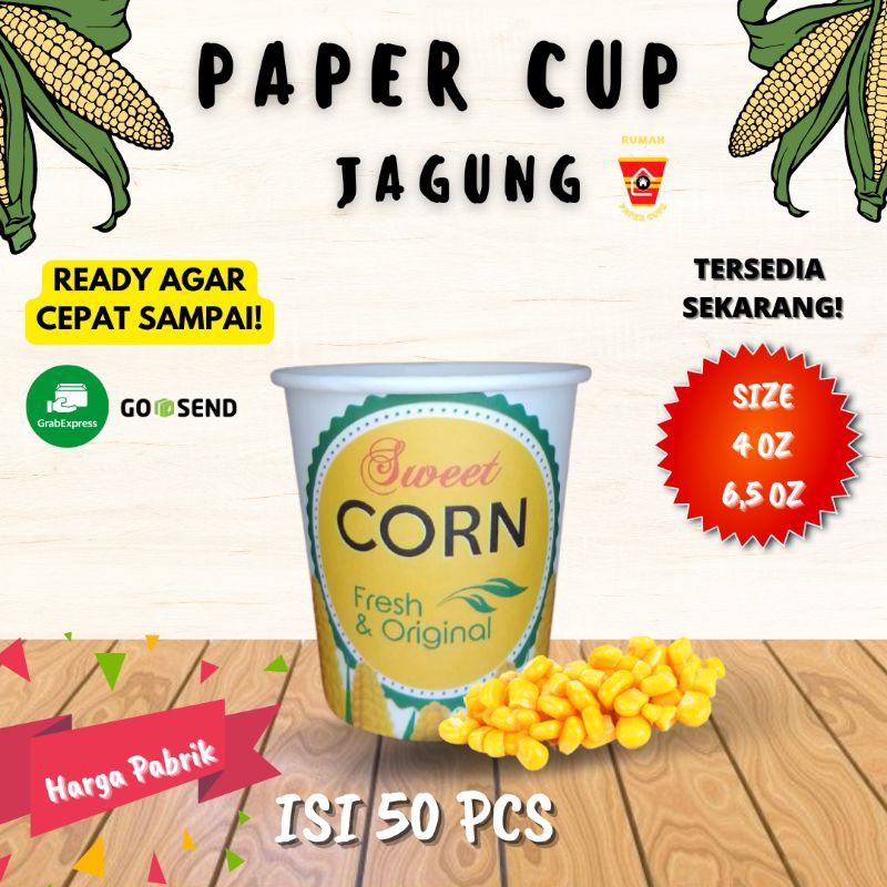 Jual GELAS CUP JAGUNG ISI 50 PCS CORN JASUKE MOTIF MENARIK TANPA TUTUP ...