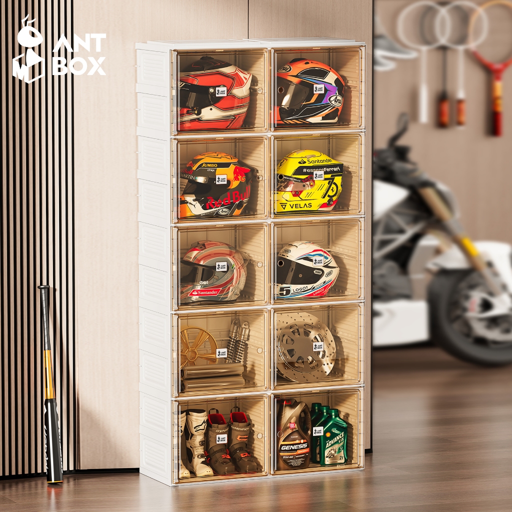 Jual ANTBOX Lemari Kabinet Helm Transparan 4 6 8 10 Storage Penyimpanan ...