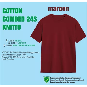 Kaos Polos Katun KNITTO Combed 24 Big Size ( Asli Katun 24s Bergaransi )