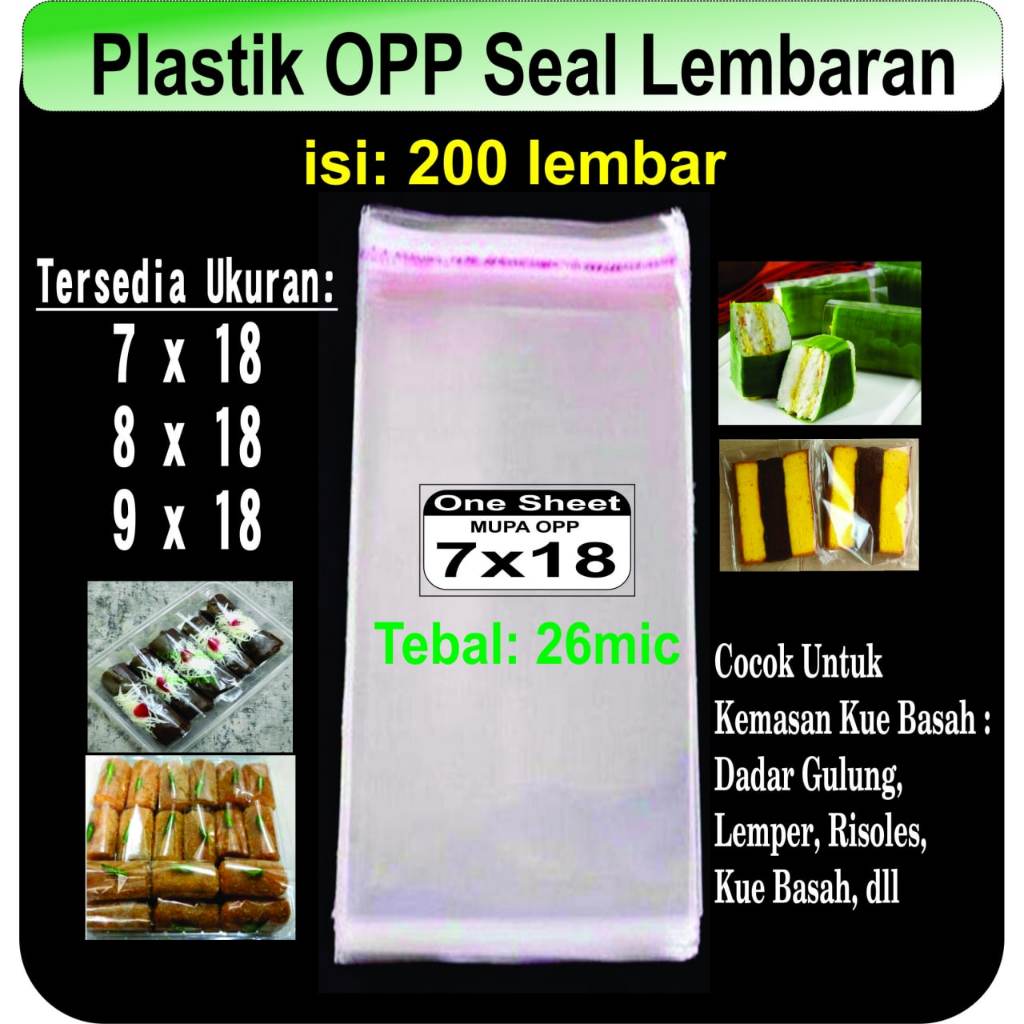 Jual (ISI 200 PCS) PLASTIK OPP LEM TEBAL LEMBARAN/ONE SHEET 7X18 8X18 ...