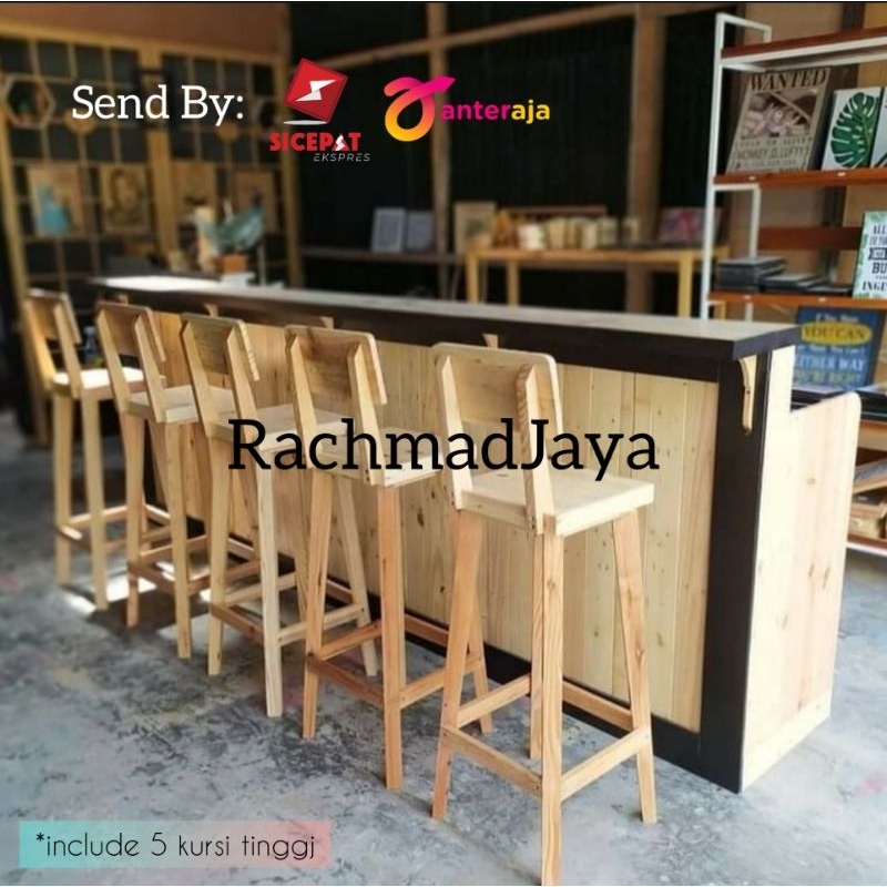 Jual Meja Bar Cafe Minimalis Set Kursi Full Kayu Jati Belanda | Shopee ...