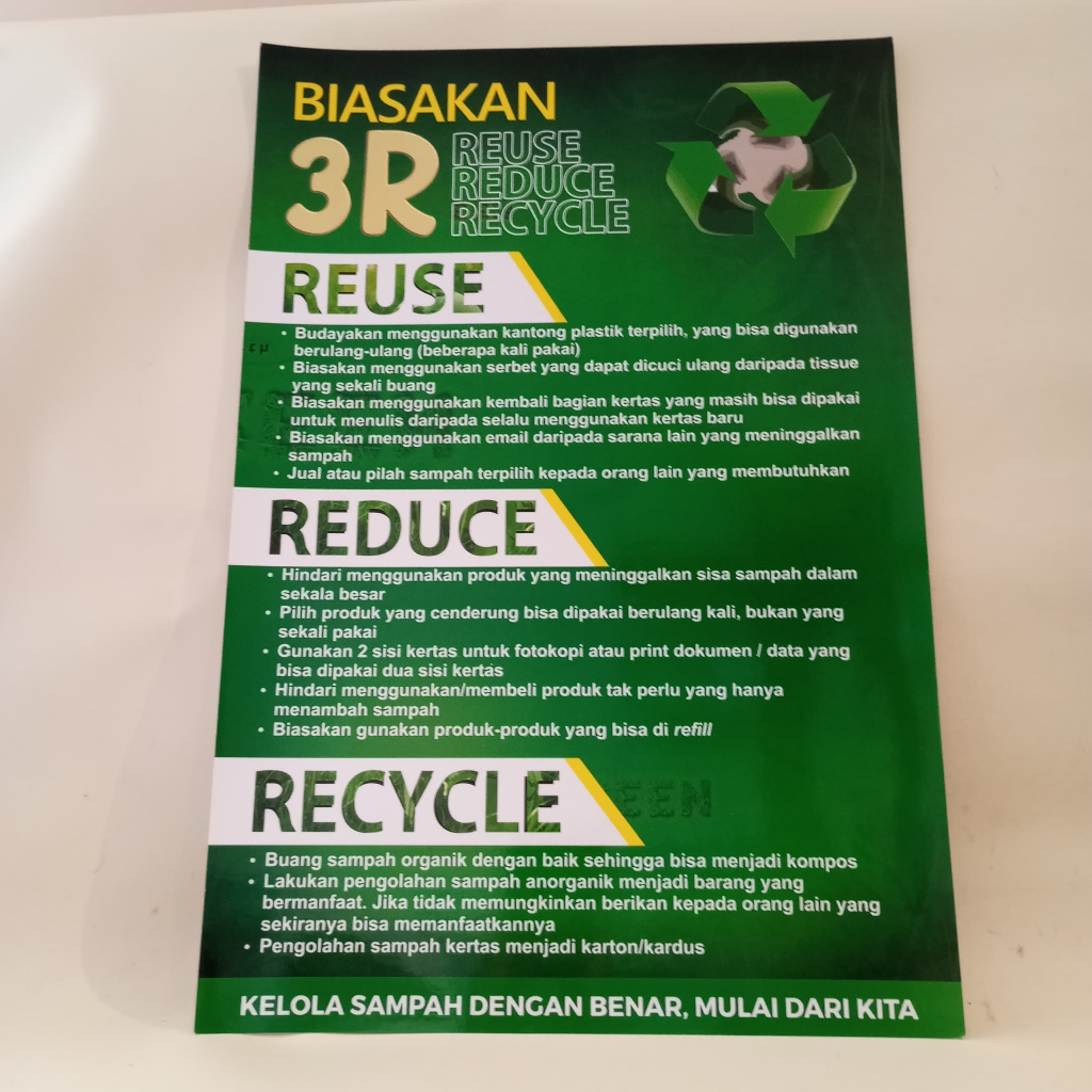 Jual Poster 3R Reduce, Reuse, Recycle | Poster Lingkungan | Shopee ...