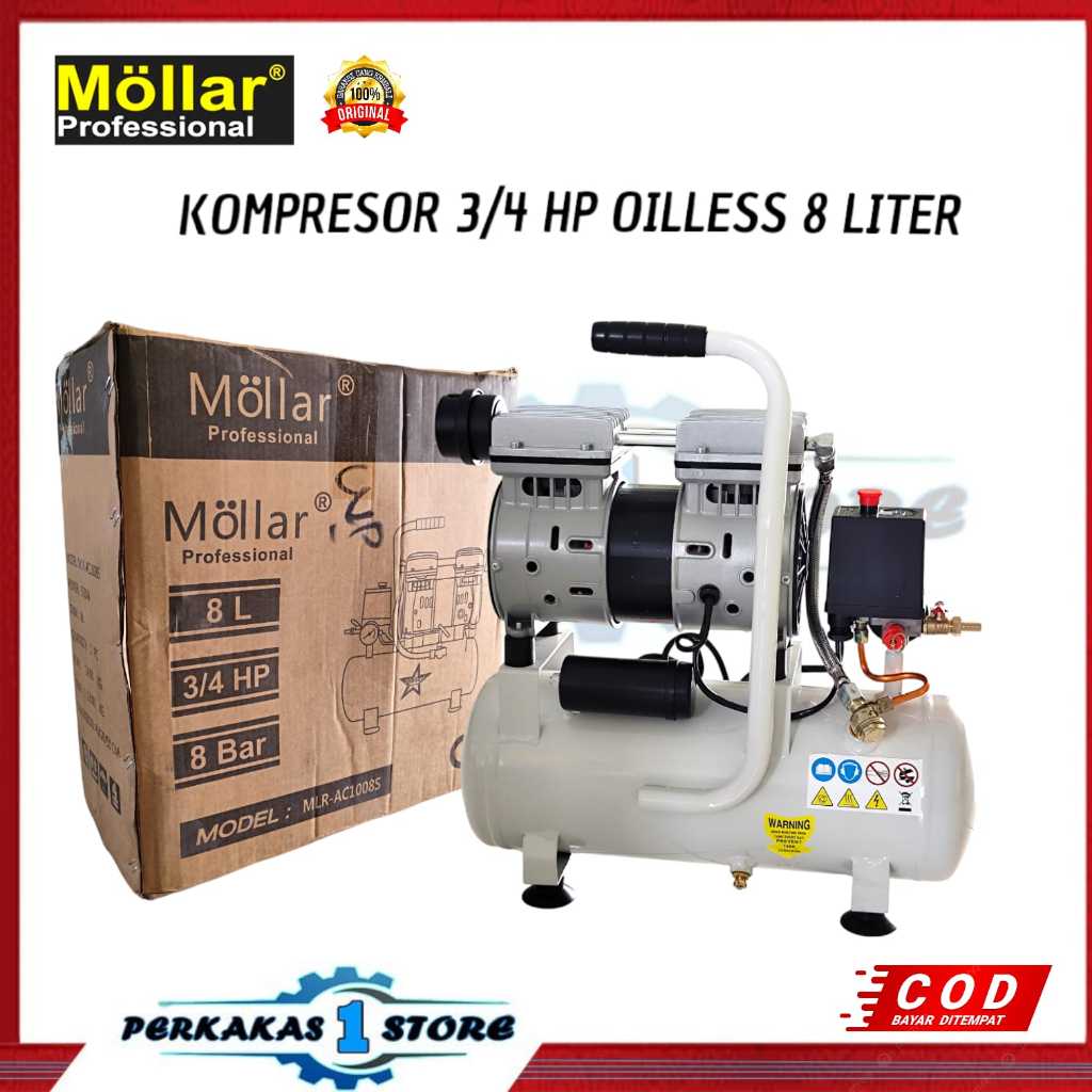 Jual Mollar Kompresor angin Listrik 0,75HP Oiles air compressor 3/4 HP ...