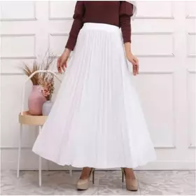 Rok Plisket Panjang Premium Katun Pinggang Karet