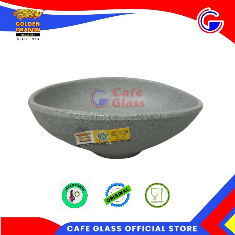 Mangkok Oval Melamin Set Batu - Mangkok Soup 6" - Golden Dragon