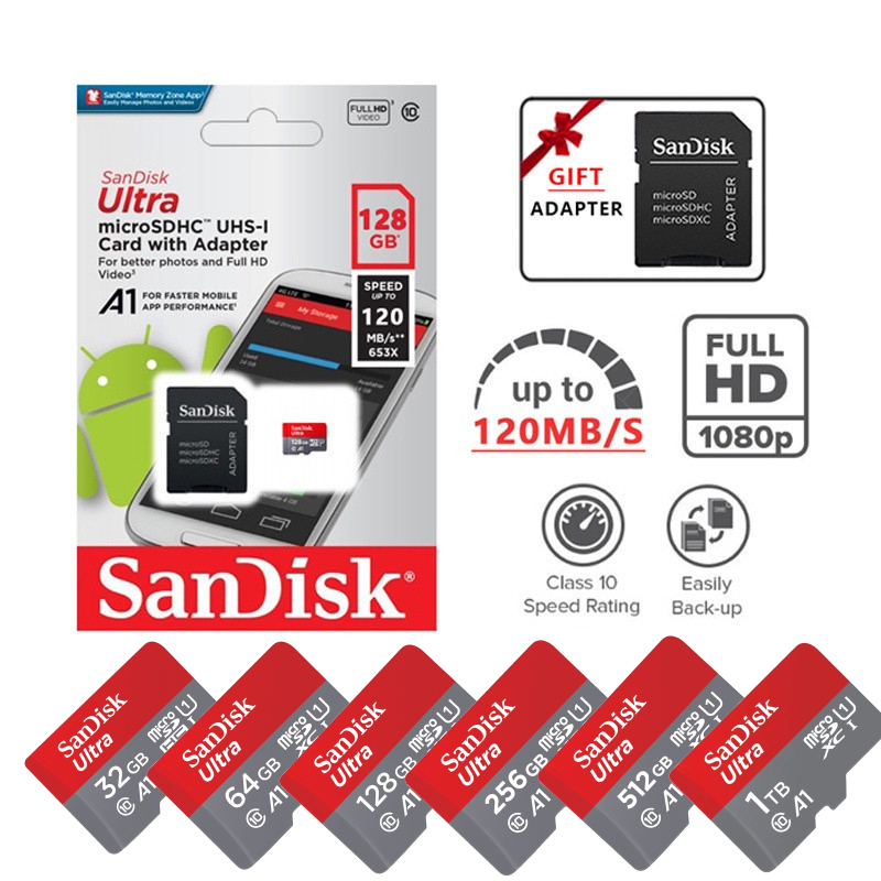 Jual SanDisk 100MB/S Memory Card with Adapter 32/64/128/256/512/1024GB