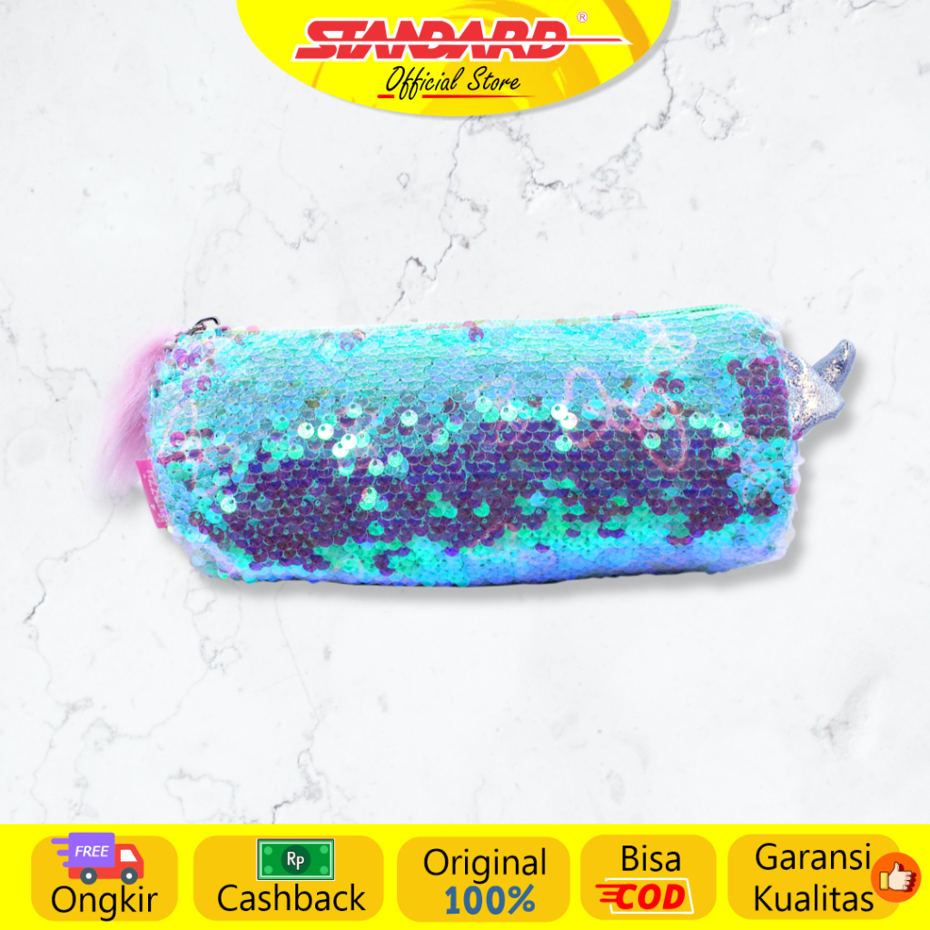 Standard - Funzzy Pencil Case Unicorn Glitter ( Tempat Pensil / Tempat Alat Tulis / Puplen / Pencil / HP / Uang / Pencase ) (4)