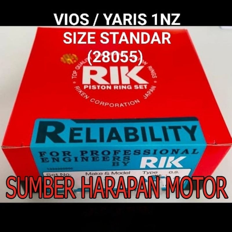 Jual RING PISTON SEHER VIOS YARIS 1NZ SIZE STD STANDAR 28055 1SET ...