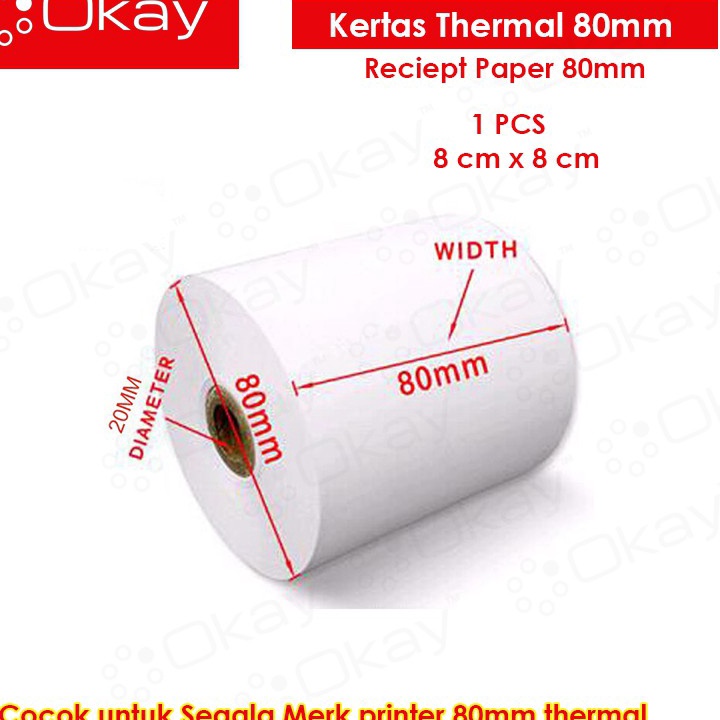 Jual BOOM Okay Kertas Thermal Kasir Struk Paper Roll 8x8 mm POS Receipt ...