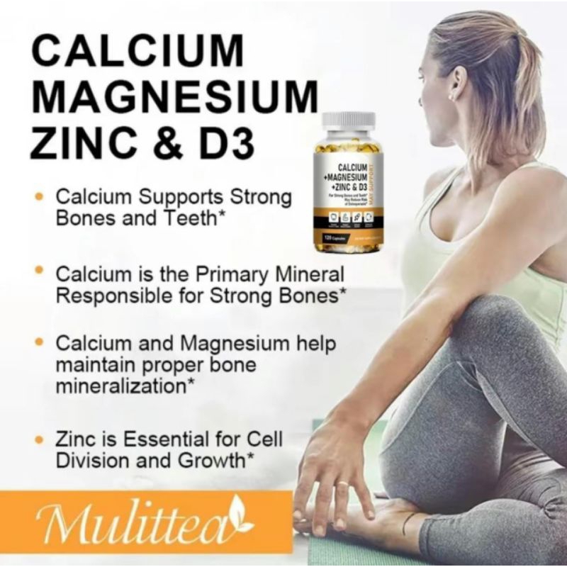Jual Mulittea Calcium Magnesium Zinc Capsules with Vitamind3 for Strong ...