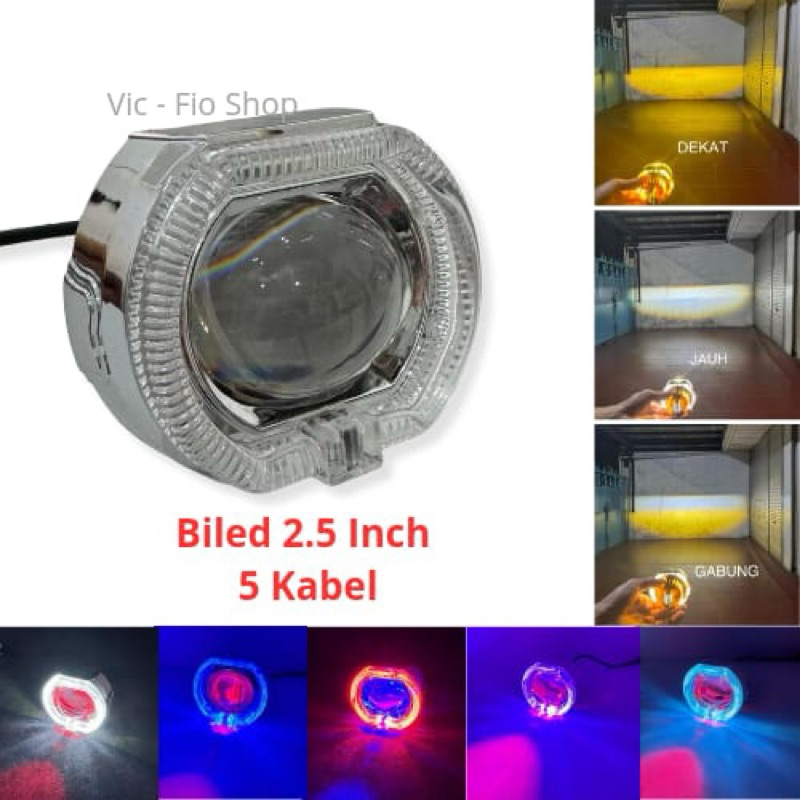 biled projektor mini 2,5 inch jauh dekat led projie D2 D3 cahaya laser cut off plus devil super terang