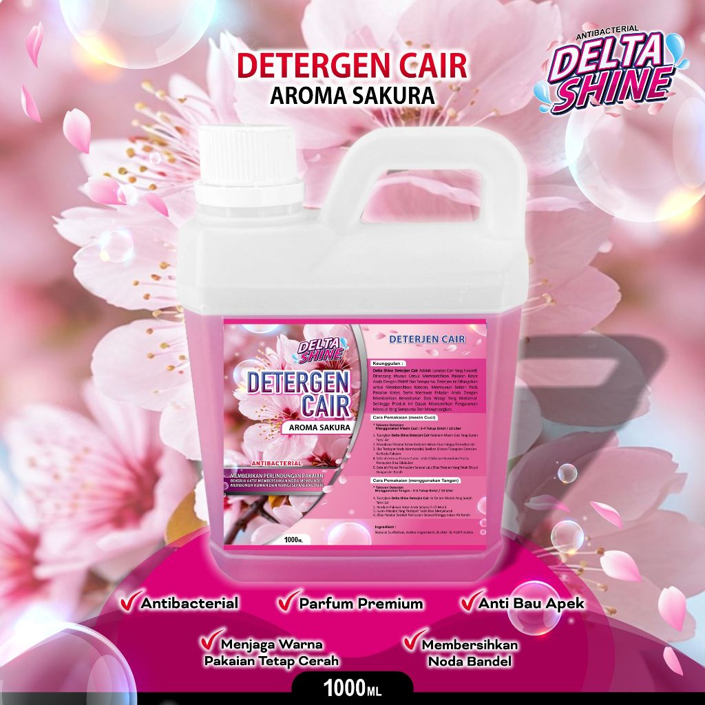 Jual DETERJEN CAIR 1 LITER DELTA SHINE. ANTI BACTERIAL. AROMA WANGI