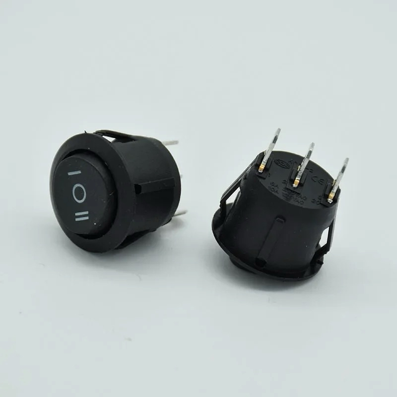 Jual Saklar KCD1 22mm Rocker Switch Round Black 3Pin ON-OFF ON-OFF-ON ...