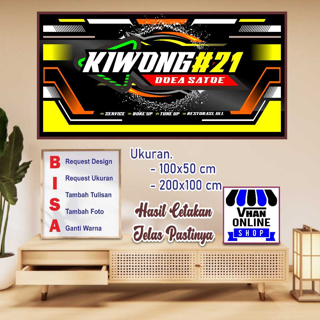 Jual Spanduk Banner Custom Nama Bengkel Racing Motif Keren | Shopee ...
