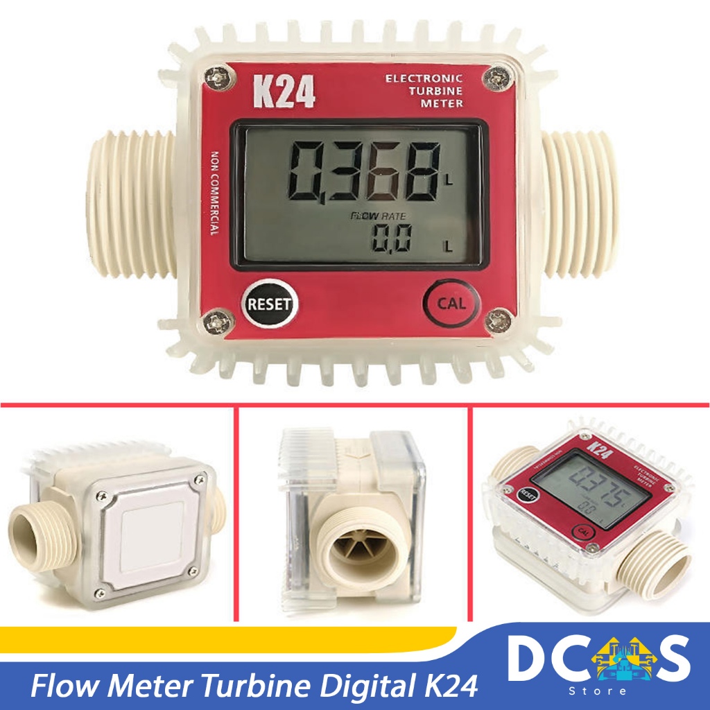 Digitale K24 Turbine Digitale Diesel Olie Fuel Flow Meter Gauge for Chemicaliën Vloeistof Water for Chemicaliën Waterstroom Ultrasone Flow Stroommeter (Color : Red Vertical, Size : 1PC