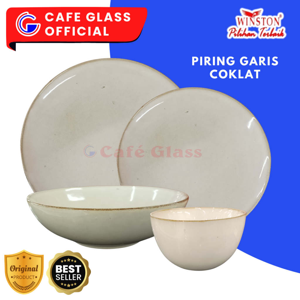 Piring Set Keramik Cream - Piring Saji - Mangkok Kuah - Mangkok Saji Aesthetic Cream