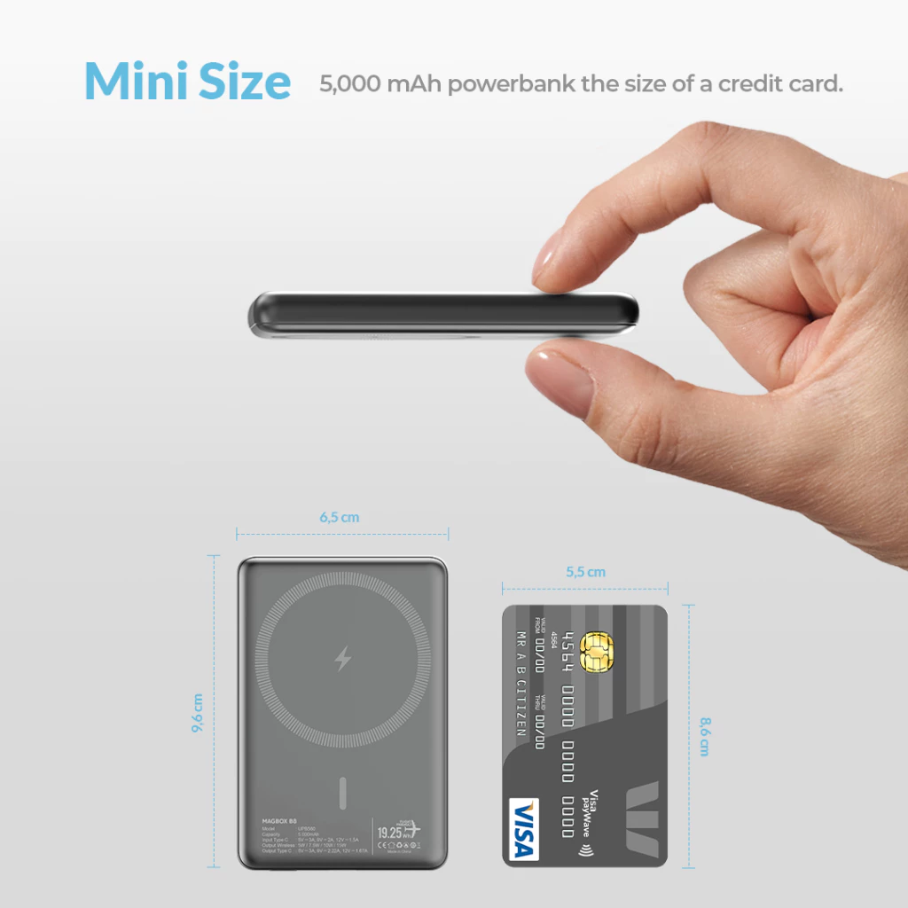 UNEED MagBox B8 Ultra Thin Powerbank Wireless Magsafe QC PD 5.000mAh 20W - UPB560