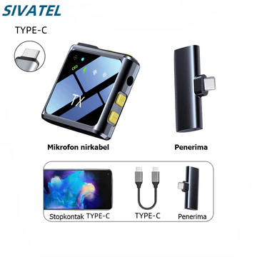 Wireless Lavalier Microphone Untuk IPhone Android Untuk YouTube Wawancara Vlog Podcast