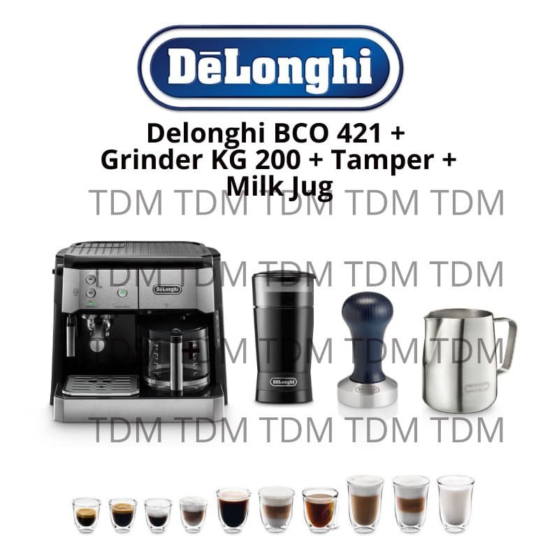 Jual Bundling Delonghi BCO 421.S + Grinder KG 200 + Tamper + Milk Jug