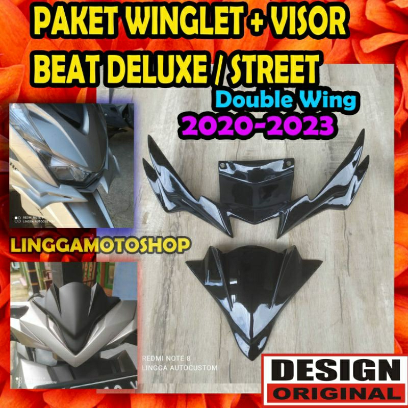 Jual PAKET WINGLET DOUBLE WINGS + VISOR HONDA ALL NEW BEAT INJEKSI 2020 ...