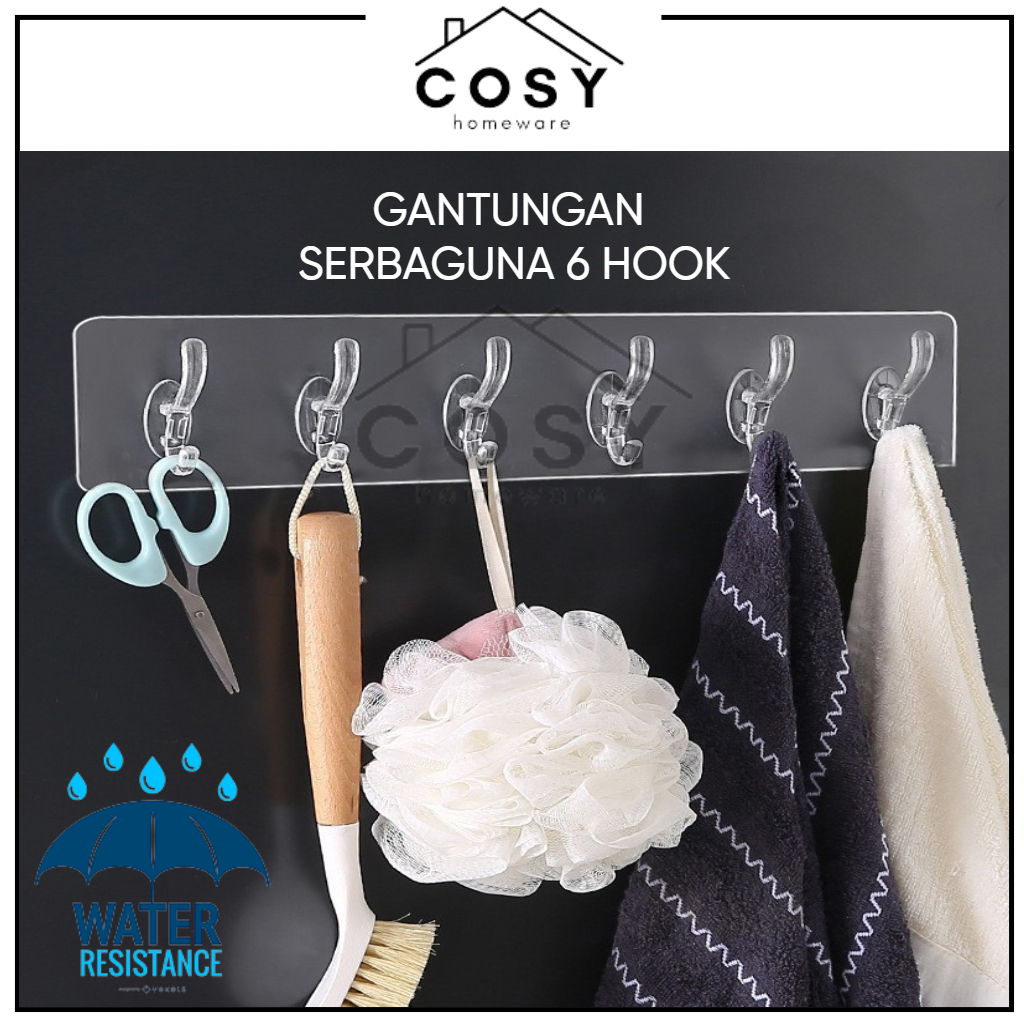 Jual COSY Gantungan Tempel Transparan Hook Tempel Gantungan Serbaguna Hook Tanpa Paku