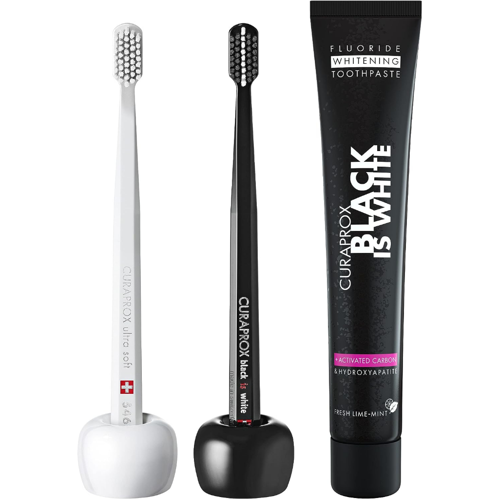 Jual CURAPROX BLACK IS WHITE Home Set ( Toothbrush + Toothpaste + Stand ...
